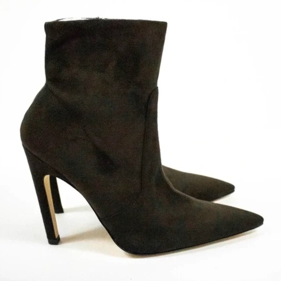 NIB Good American Brown Icon‎ Suede Boots Size 9 Pointed Toe GA007K-E Side Zip - Picture 1 of 11